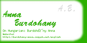 anna burdohany business card